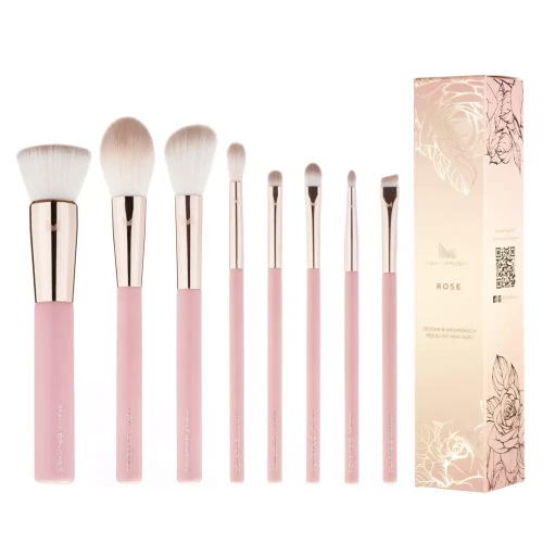 Many Brushes Rose | Zestaw 8 wegańskich pędzli do makijażu 