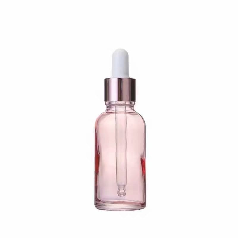 Różowa butelka szklana z pipetą | pojemnik na serum | olejek