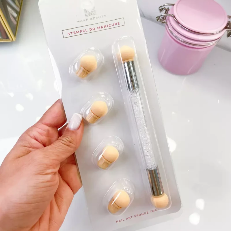 Stempel do manicure z gąbką do ombre, zdjęcie stylizowane