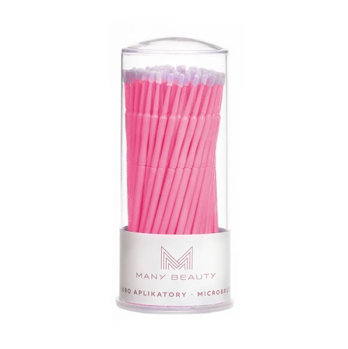 OUTLET Microbrush - mikroaplikatory do rzęs - precyzyjne 100 sztuk  RÓŻOWE