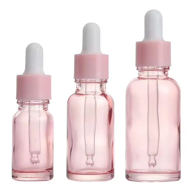 Butelka szklana z pipetą pojemnik na serum olejek JASNY RÓŻ.webp