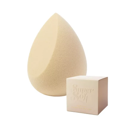 SUPERSOFT - SINGLE CUT 2-  beauty blender | blending sponge | gąbka do makijażu w kartoniku | kropla ścięta (Kolor: VANILLA)