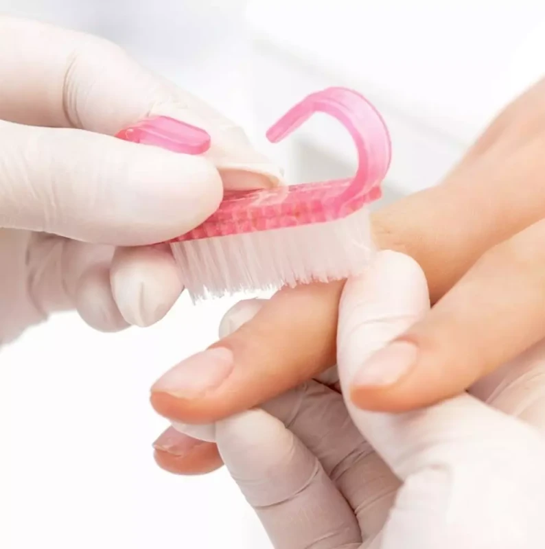 Mini szczoteczka do paznokci | manicure | transparentny róż