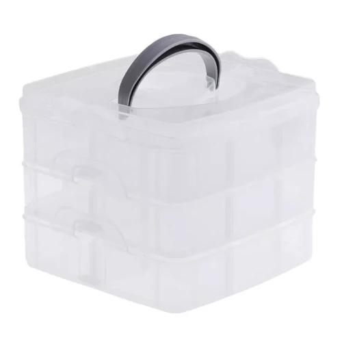 Organizer | 3 poziomy | box na akcesoria | bezbarwny z rączką