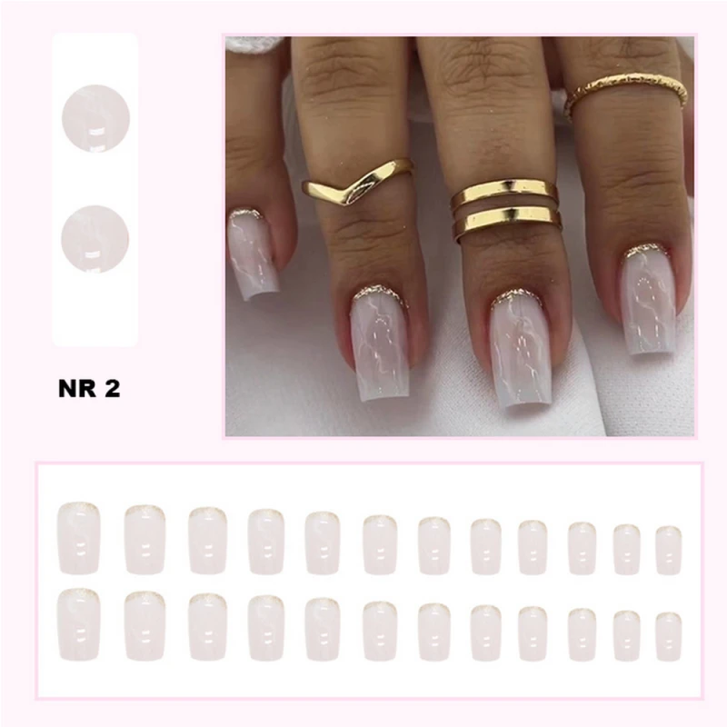 Press On Nails – Paznokcie samoprzylepne z gotowym wzorem | kształt długi kwadrat_2