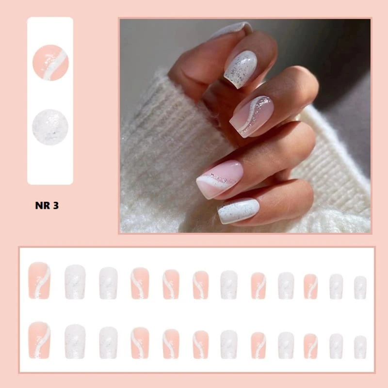 Press On Nails – Paznokcie samoprzylepne z gotowym wzorem | kształt długi kwadrat_3