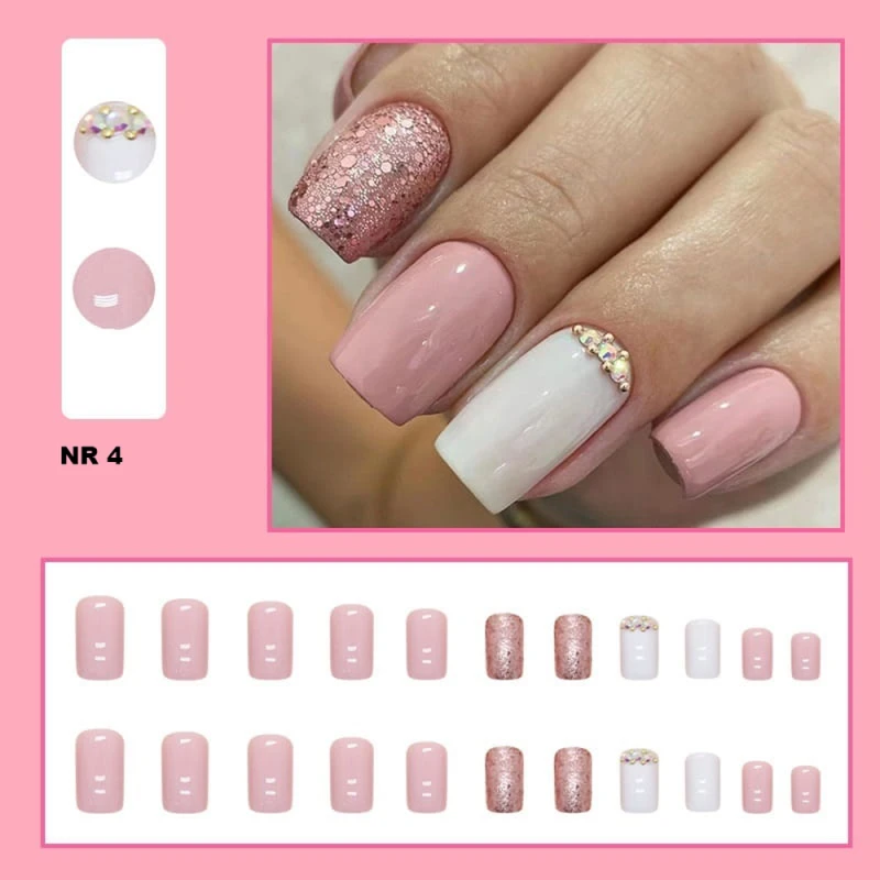 Press On Nails – Paznokcie samoprzylepne z gotowym wzorem | kształt długi kwadrat_4