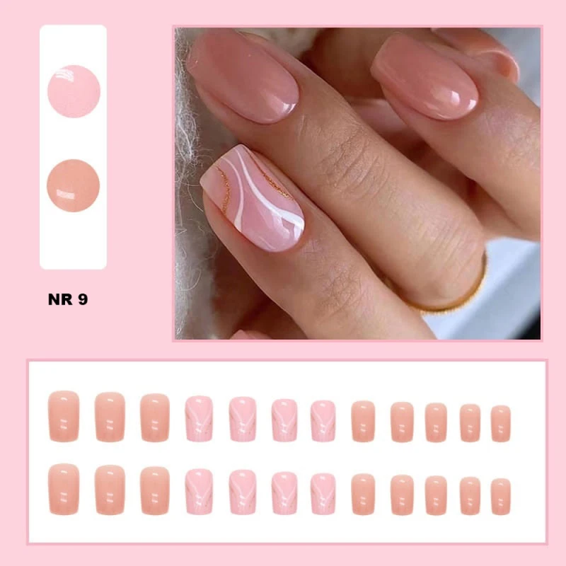 Press On Nails – Paznokcie samoprzylepne z gotowym wzorem | kształt długi kwadrat_9