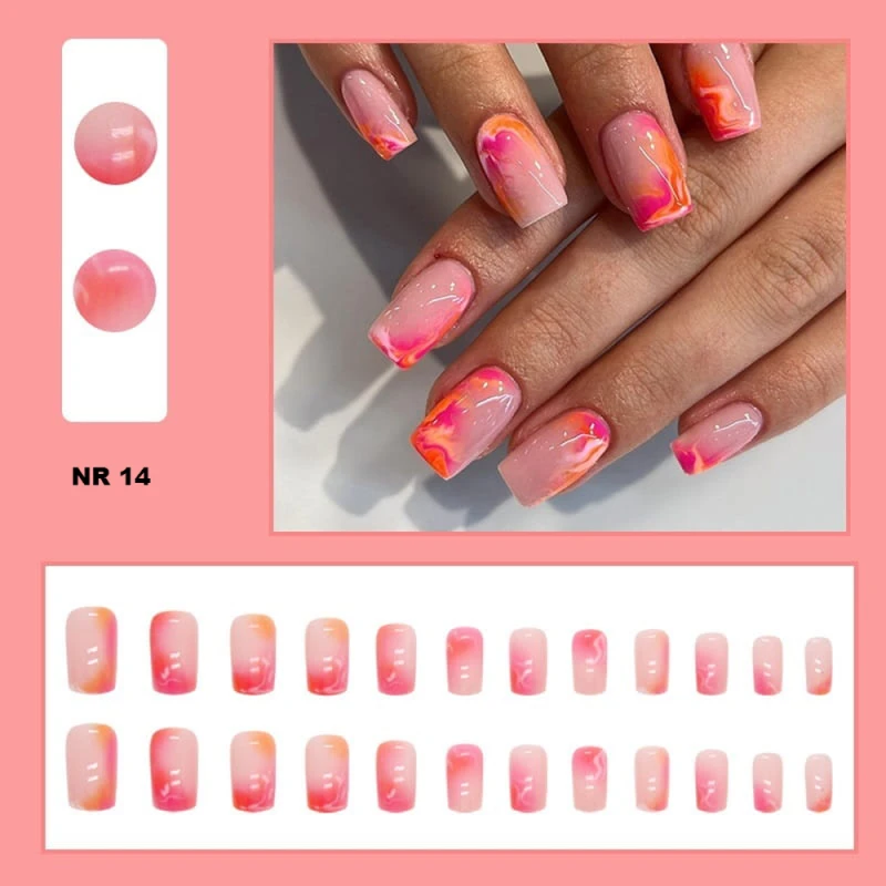 Press On Nails – Paznokcie samoprzylepne z gotowym wzorem | kształt długi kwadrat_14
