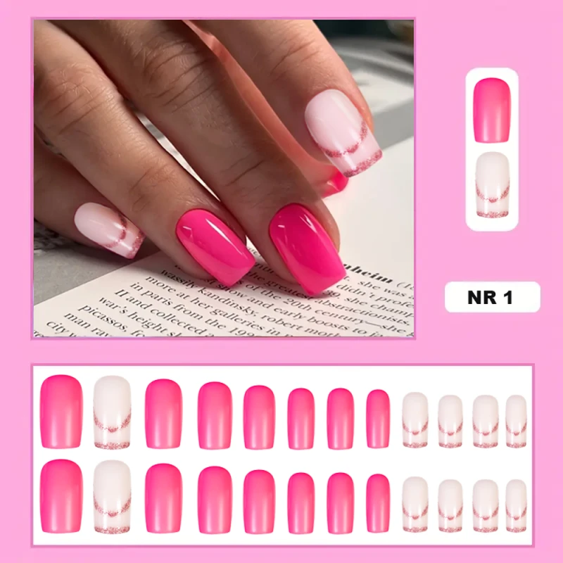 Press On Nails – Paznokcie samoprzylepne z gotowym wzorem | kształt długi kwadrat_1