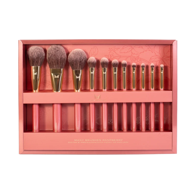 Many Brushes Raspberry | Zestaw 21 profesjonalnych wegańskich pędzli do makijażu