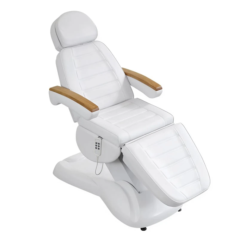 Elektryczne łóżko | fotel kosmetyczny | PREMIUM biały | 3 silniki z pilotem