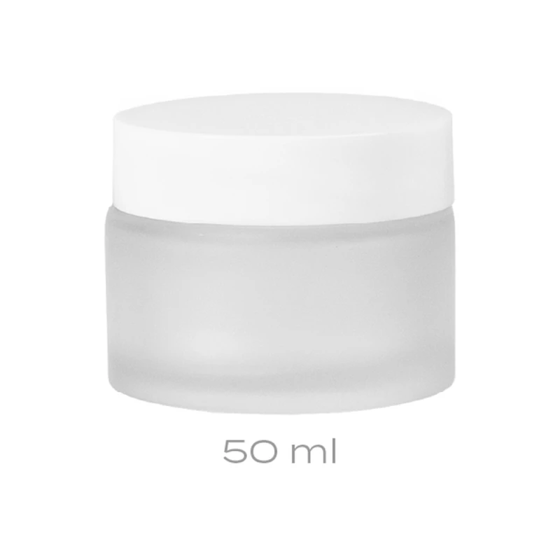 Szroniony szklany słoiczek kosmetyczny na maski i kremy_50ml_biały
