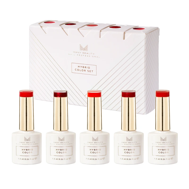 Zestaw lakierów hybrydowych Red Obsession – 5 odcieni czerwieni