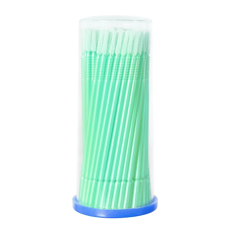 Microbrush | mikroaplikatory do rzęs z długą główką | 100 sztuk_miętowe