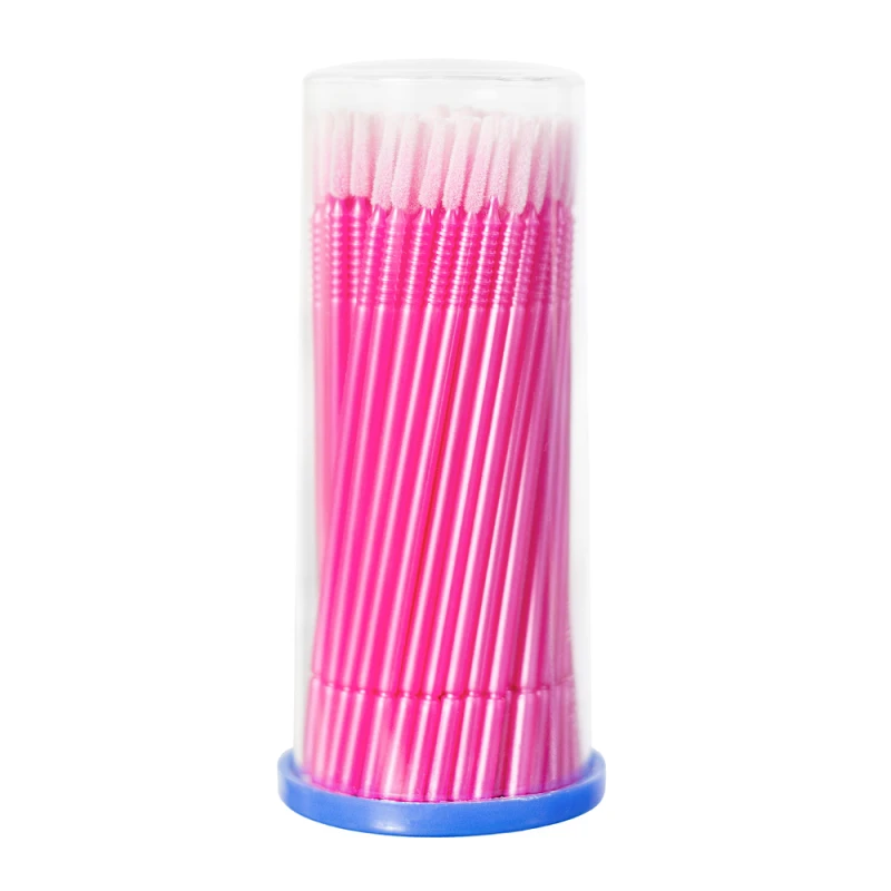 Microbrush | mikroaplikatory do rzęs z długą główką | 100 sztuk_różowe