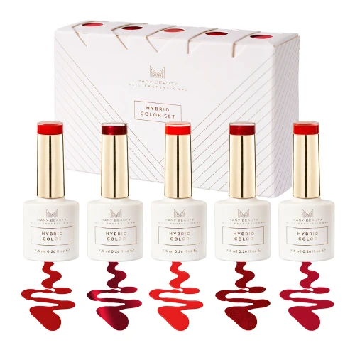 Zestaw lakierów hybrydowych Red Obsession – 5 odcieni czerwieni