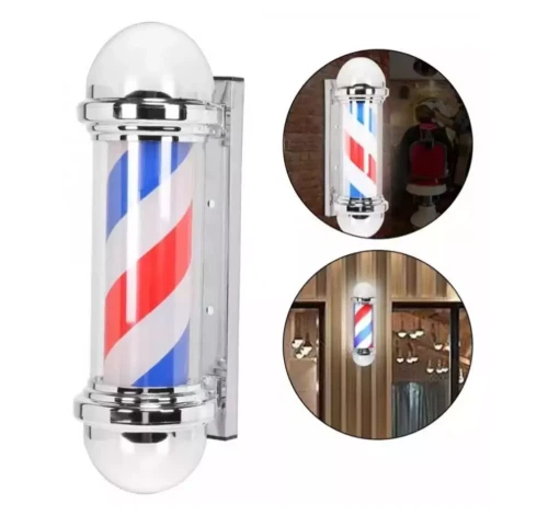Słupek plafon barberski LED – srebrna lampa Barber Shop Pole Light | S M