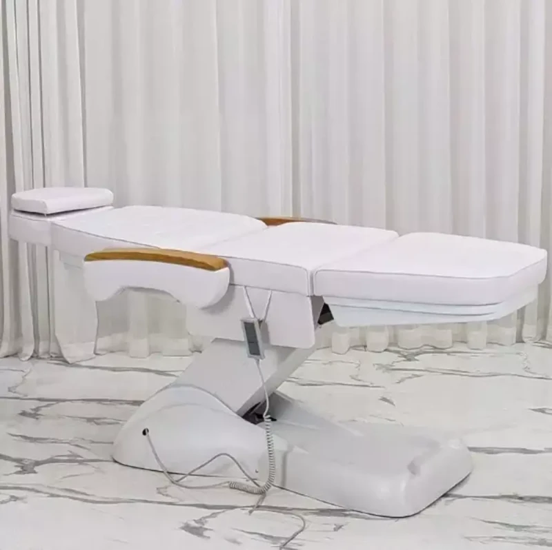 Elektryczne łóżko | fotel kosmetyczny | PREMIUM białe | 4 silniki z pilotem .webp