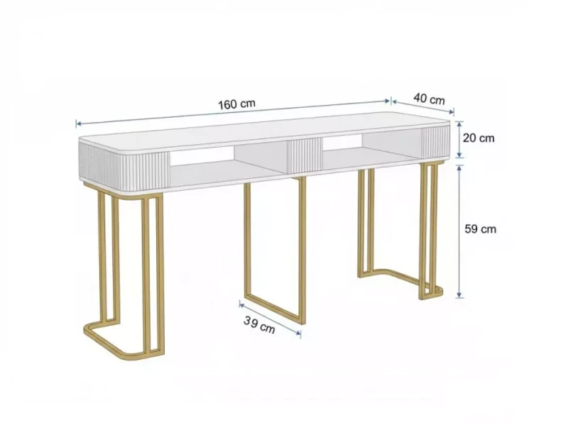 Biurko kosmetyczne Diamond Gold | toaletka kosmetyczna glamour 160  wymiary