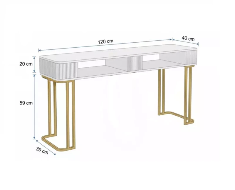 Biurko kosmetyczne Diamond Gold | toaletka kosmetyczna glamour 120 lub 160 cm