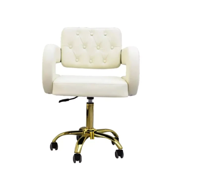 Fotel kosmetyczny Glamour Gold Cream z pikowanym oparciem
