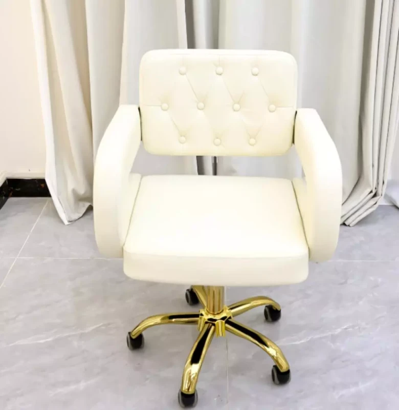 Fotel kosmetyczny Glamour Gold Cream z pikowanym oparciem