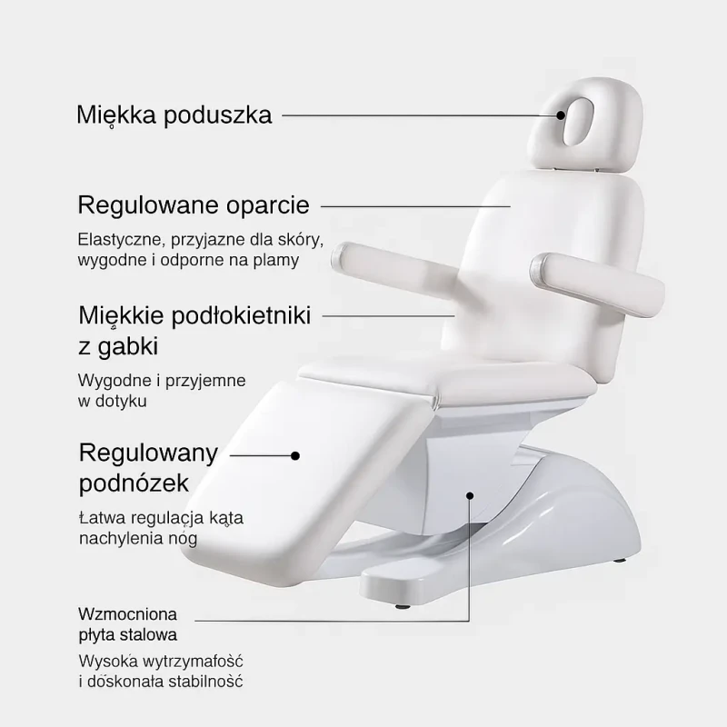 Elektryczne łóżko | fotel kosmetyczny Classic Comfort | 4 silniki z pilotem .webp