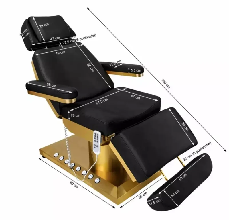 Elektryczne łóżko | fotel kosmetyczny Prestige Gold | CZARNY.webp