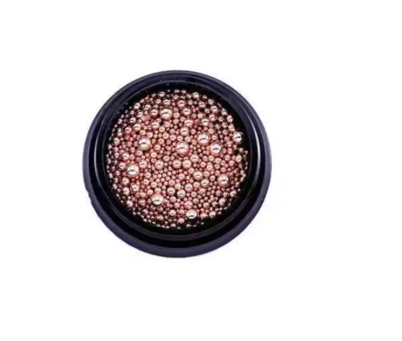 Kawior do paznokci rose gold – bulion ozdobny mix rozmiarów w słoiczku