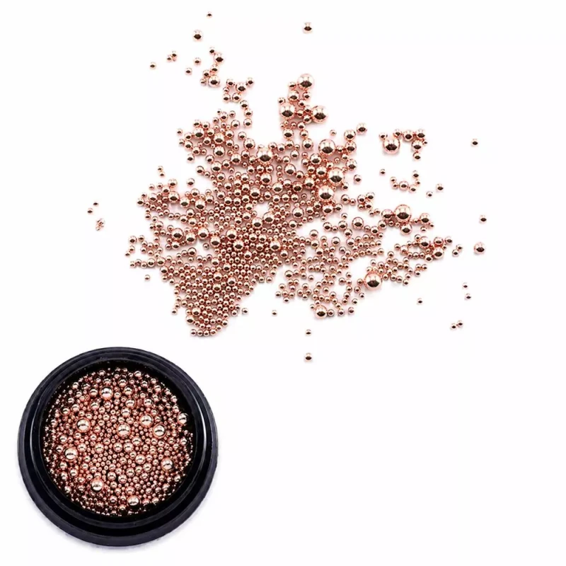 Kawior do paznokci rose gold – bulion ozdobny mix rozmiarów w słoiczku