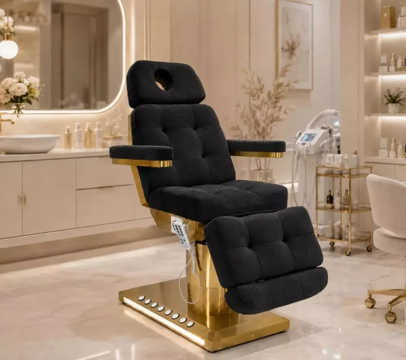 Elektryczne łóżko | fotel kosmetyczny Velvet Gold | Czarny