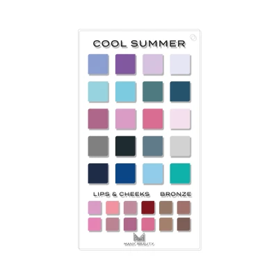 Podręczna paleta kolorów | analiza kolorystyczna | bezbarwna karta do portfela (typ kolorystyczny: COOL SUMMER)