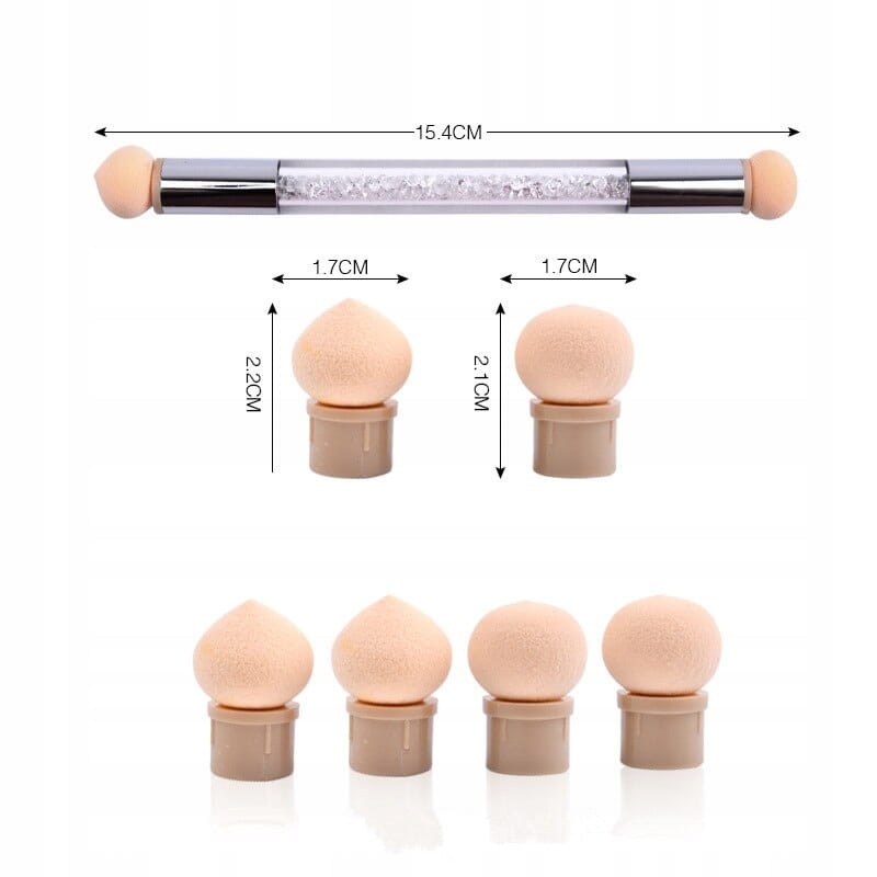 Stempel do manicure z gąbką do ombre, wymiary