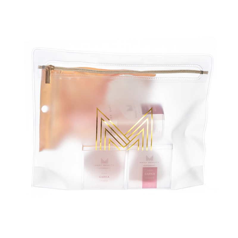 Zestaw 2 kosmetyczek Many Beauty | przezroczyste | efekt mrożonego szkła