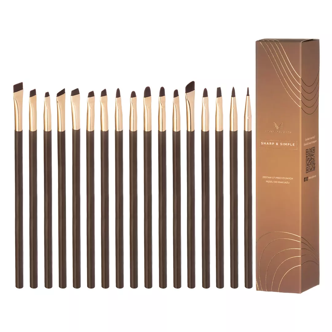 Zestaw 17 precyzyjnych pędzli do makijażu Sharp&Simple | Manybrushes