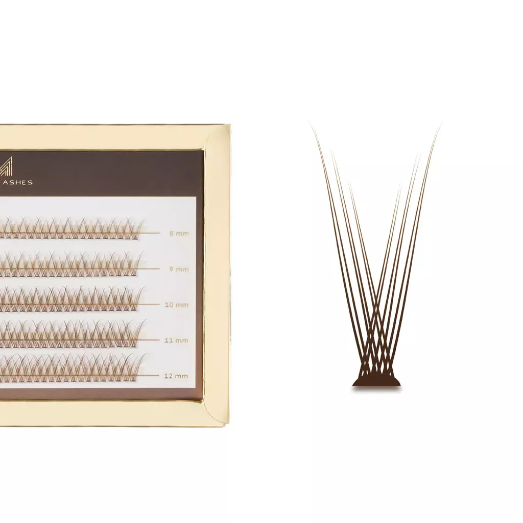 Brązowe kępki rzęs- V-Lashes Chocolate | Mini Box