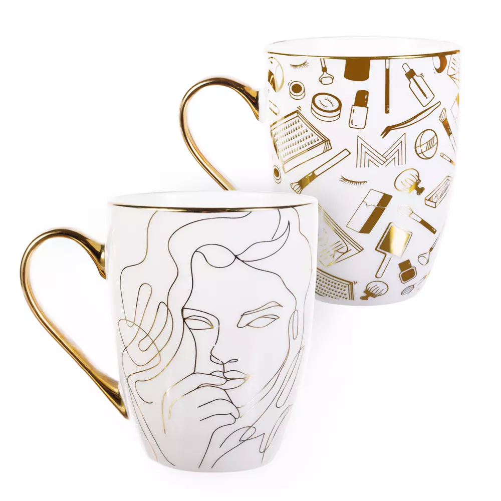 Kubek ceramiczny z ozdobnym złoceniem MANY BEAUTY | 380 ml