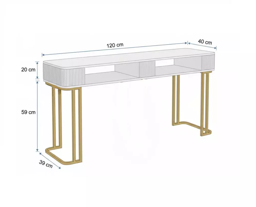 Biurko kosmetyczne Diamond Gold | toaletka kosmetyczna glamour 120 lub 160 cm