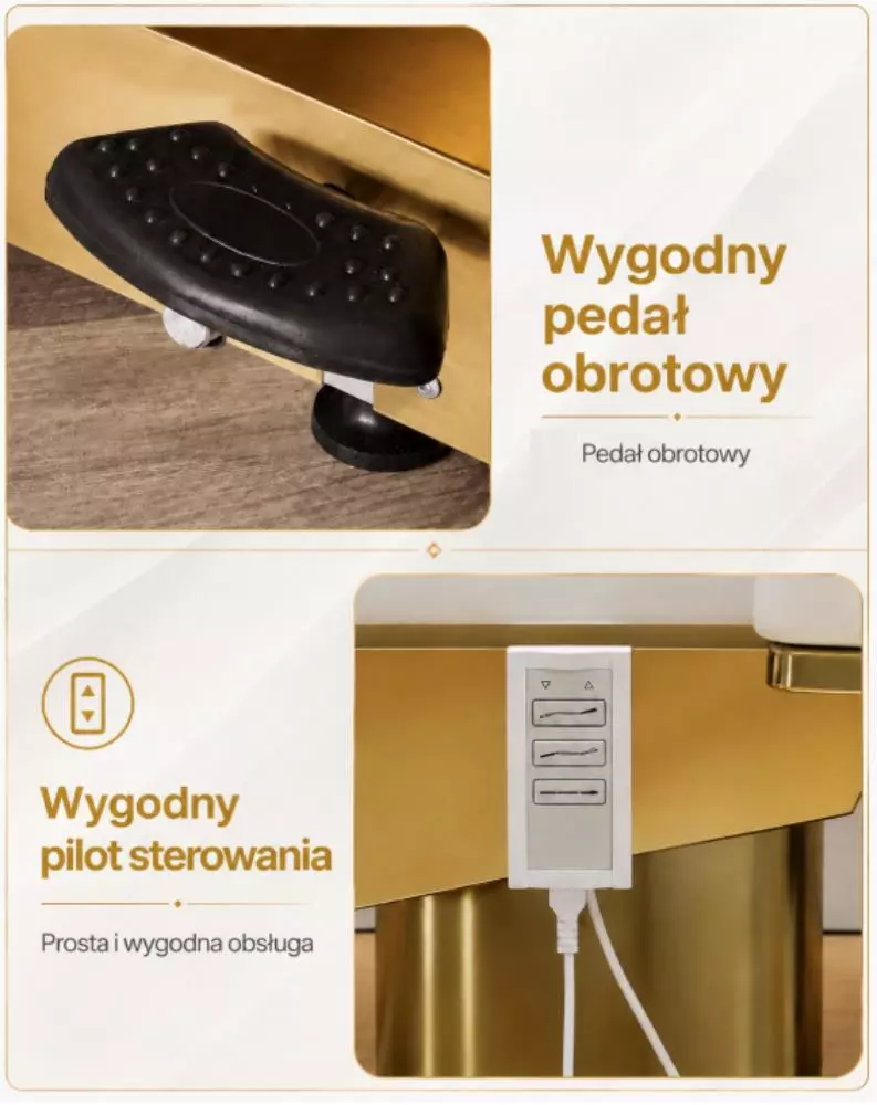 Sensa Gold White – 3 silniki | elektryczne łóżko kosmetyczne | obrotowy fotel 270°