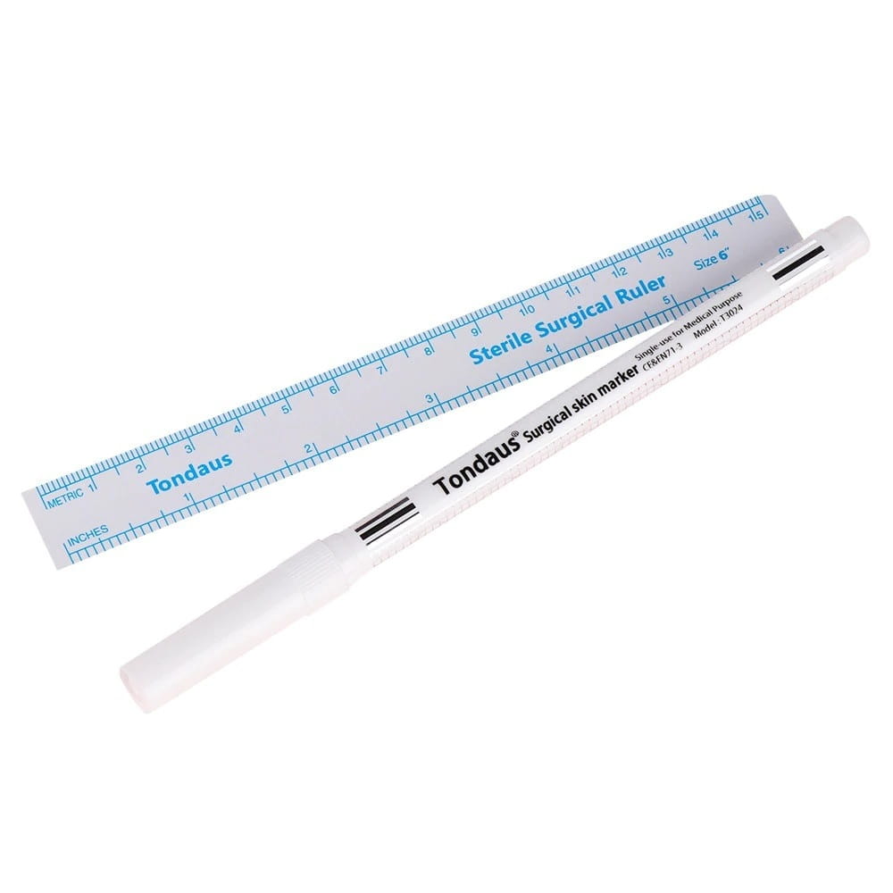 Biały marker chirurgiczny z linijką